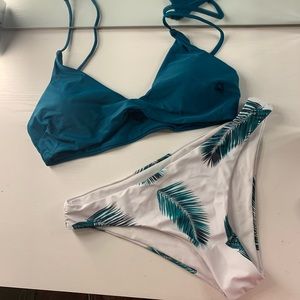 Teal Palm leaves bikini